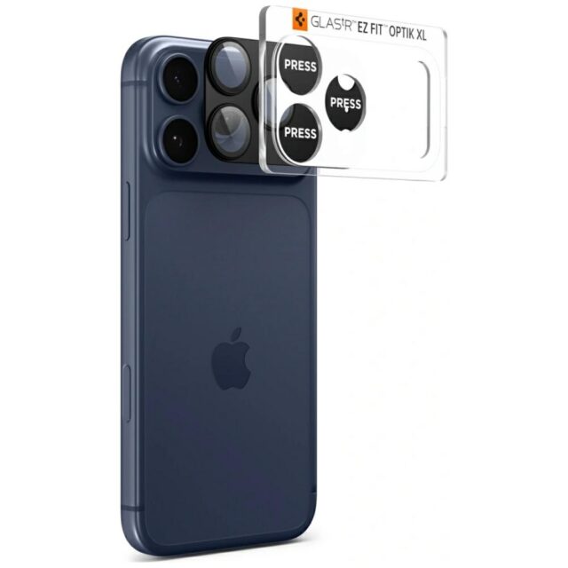 Ochrona na obiektyw aparatu Spigen        Glas.Tr Camera EZ FIT Optik Pro XL do Apple iPhone 17 Pro czarny - imagine 2