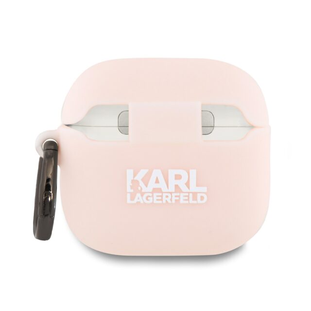 Karl Lagerfeld KLA4RUNCHP AirPods 4 cover pink Silicone Choupette Head 3D - imagine 2