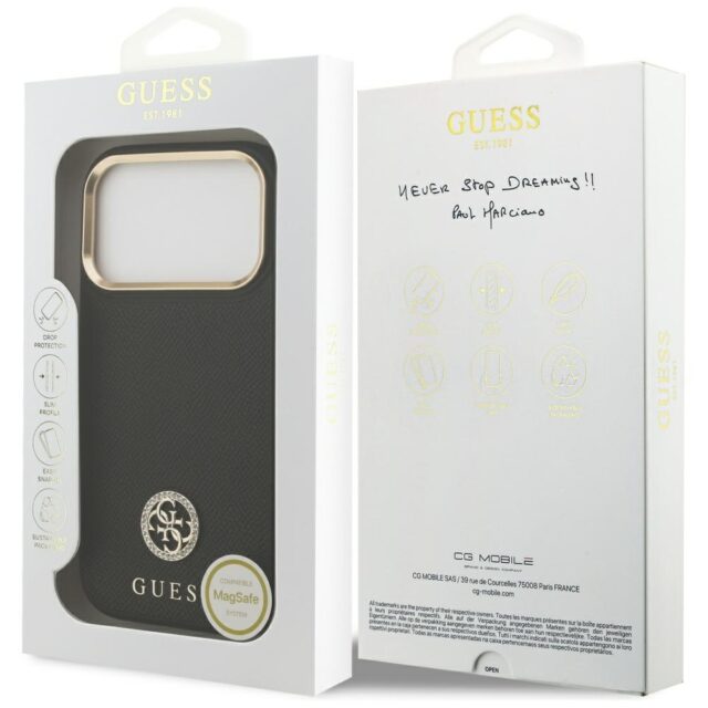 Case Guess Grained Strass Logo MagSafe for iPhone 17 Pro black - imagine 8