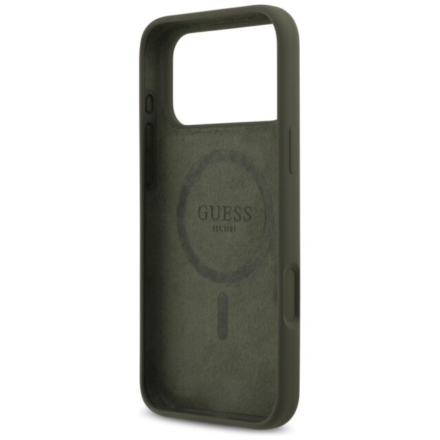 Case Guess Silicone Triangle Logo MagSafe for iPhone 17 Pro Max khaki - imagine 7
