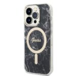 Guess Set GUBPP14LHMEACSK Case+Charger iPhone 14 Pro 6,1" black hard case Marble MagSafe - imagine 2