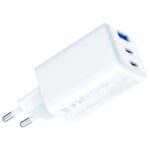 Wall charger 3MK Hyper GaN Charger 65W 1xUSB-A 2xUSB-C PD QC4+ white - imagine 3