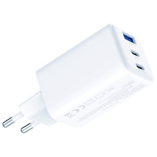 Wall charger 3MK Hyper GaN Charger 65W 1xUSB-A 2xUSB-C PD QC4+ white - imagine 3