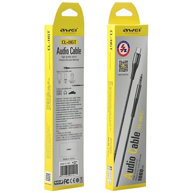 AWEI Adapter CL-116T USB-C/Jack 3.5 black - imagine 3