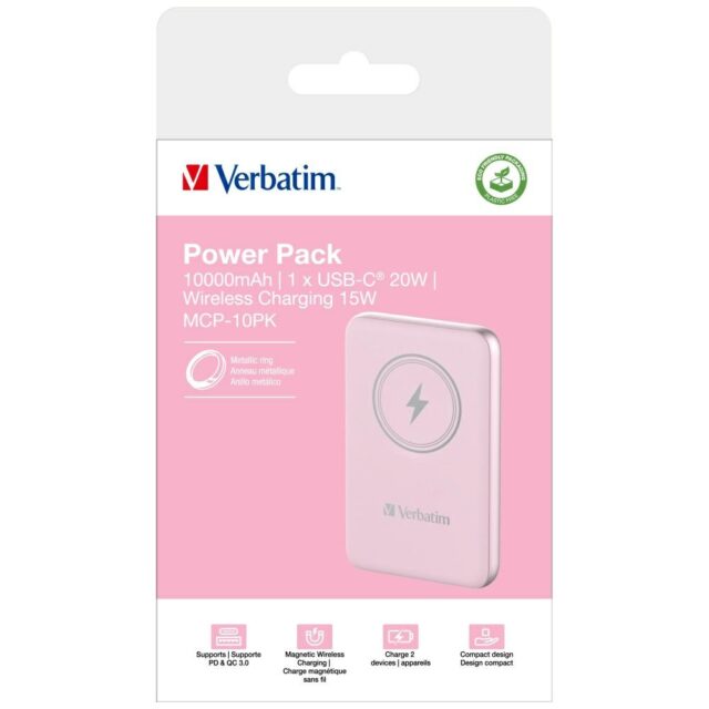 Verbatim Wireless Magnetic Power Bank `n` Go 15W 10000mAh pink 32248 - imagine 5
