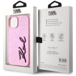 Case Karl Lagerfeld Wrinkled Metal Signature for iPhone 15 pink - imagine 8
