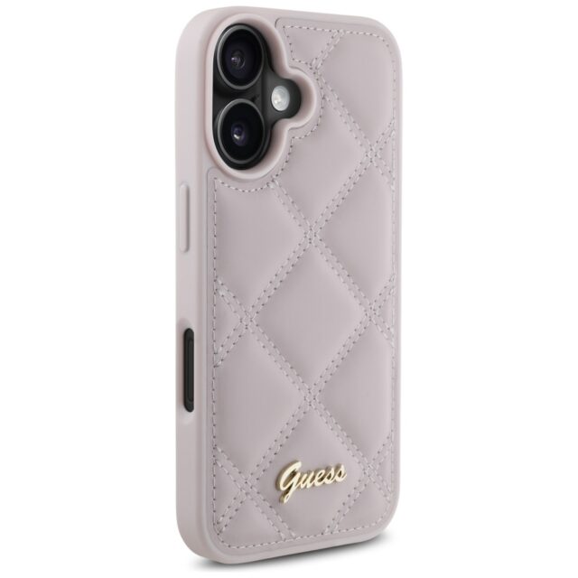 Guess GUHCP16SPSQSQSP iPhone 16 6.1" pink hardcase Quiled Metal Logo - imagine 4