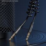 USAMS Spring Audio Jack Adapter 3.5mm-3.5mm 1.2m black SJ256YP01 (US-SJ256) - imagine 2