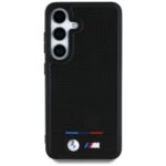 Case BMW Leather Tricolor Stripe MagSafe for Samsung Galaxy S25 black - imagine 3