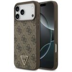 Case Guess Leather 4G Triangle Strass    MagSafe for iPhone 17 Pro Max brown