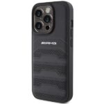AMG AMHCP15LGSEBK iPhone 15 Pro 6.1" black hardcase with Leather Debossed Lines - imagine 2