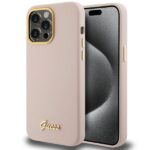 Guess GUHCP15LSMBSLP iPhone 15 Pro 6.1" pink hardcase Silicone Script Metal Logo & Frame