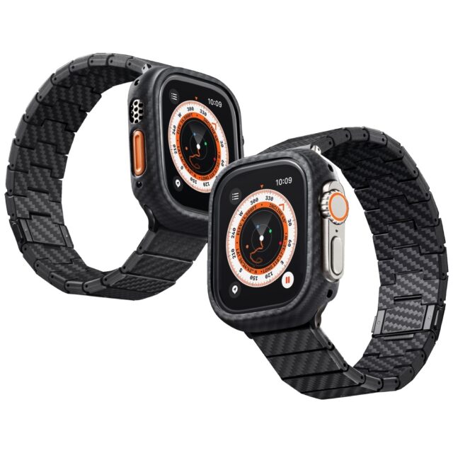 Band PITAKA Carbon Fiber Modern for Apple Watch 1/2/3/4/5/6/7/8/9/10/11/SE/SE 3/Ultra1/2/3 black - imagine 3