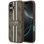 Case Guess 4G Printed Stripes MagSafe for iPhone 17 brown