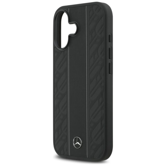 Case Mercedes Leather Laurel Leaves Stripes MagSafe for iPhone 17 black - imagine 6