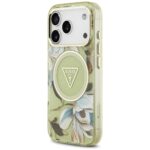 Case Guess IML Glitter Flowers Triangle  MagSafe for iPhone 17 Pro green - imagine 2
