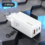 USAMS Wall Charger MT 2xUSB-C + USB GaN 65W T33 PD (only head) Fast Charging white CC110TC02 (US-CC) - imagine 2