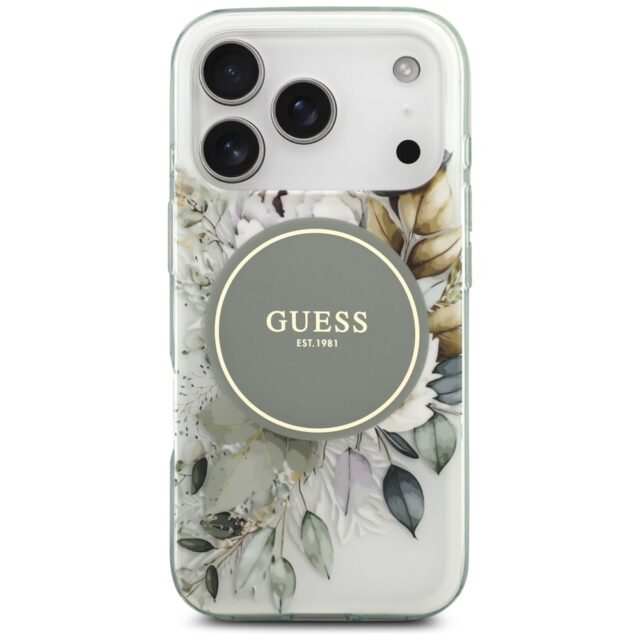 Guess IML Flower & Tonal Circle MagSafe case for iPhone 17 Pro Max green - imagine 3