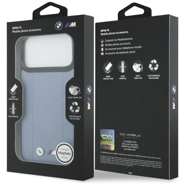 Case BMW M Quilted Logo MagSafe for  iPhone 17 Pro Max blue - imagine 8