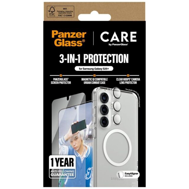 CARE by PanzerGlass Flagship 3in1 Case + Glass + Lens Protective Kit for Samsung Galaxy S25+ - imagine 4