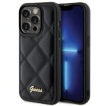 Guess GUHCP15XPSQSQSK iPhone 15 Pro Max 6.7" black hardcase Quilted Metal Logo