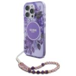 Guess GUHMP16XHFWBRCESU iPhone 16 Pro Max 6.9" purple hardcase IML Flowers With Pearl Strap