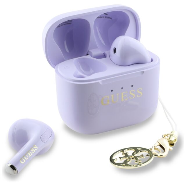TWS headphones Guess Glossy Effect Printed Classic Logo & Charm lavender - imagine 2