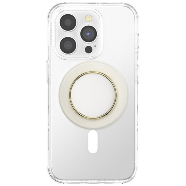 Grip and stand for phone Popsockets Round Luxe Coconut Creme Enamel MagSafe beige 8 - imagine 5