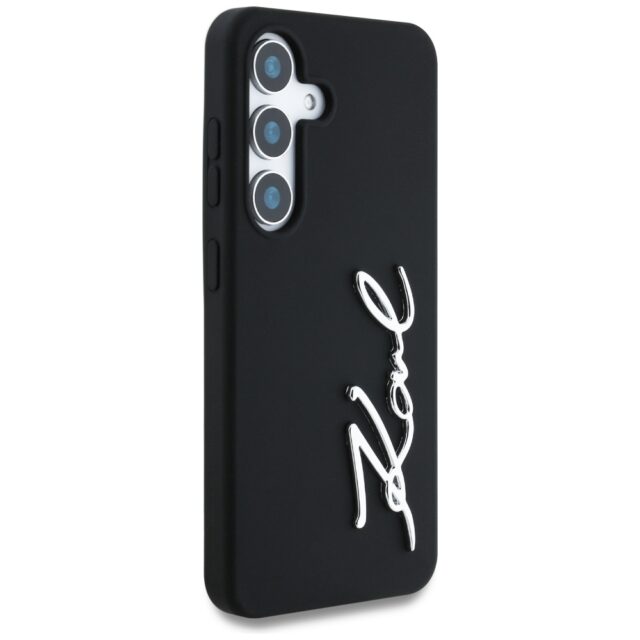 Case Karl Lagerfeld Silicone Metal Signature Logo Samsung Galaxy S25 black - imagine 4