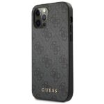 Guess GUHCP12LG4GFGR iPhone 12 Pro Max 6,7" grey hard case 4G Metal Gold Logo - imagine 2