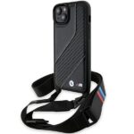 Case BMW BMHCP15M23PSCCK iPhone 15 Plus / 14 Plus 6.7" black hardcase M Edition Carbon Stripe & Stra