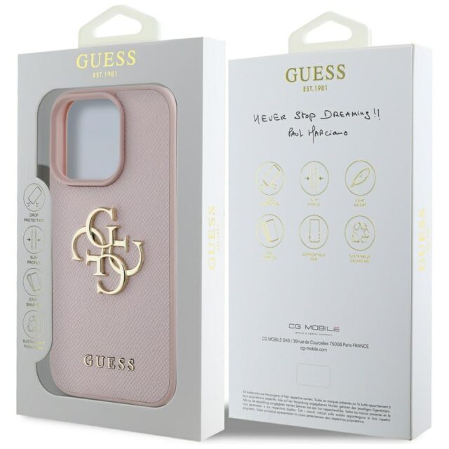 Case Guess Grained Big 4G Logo Small Classic Logo for iPhone 16 Pro pink - imagine 8