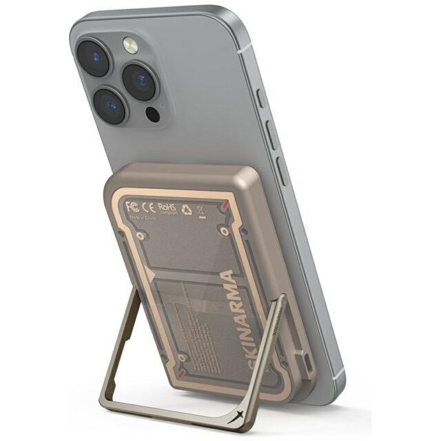 Powerbank Skinarma Nexus Mecha Magnetic  Kick-Stand 5000mAh 20W PD USB-C MagSafe gold - imagine 3