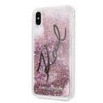 Karl Lagerfeld KLHCI65TRKSIGPI iPhone Xs Max pink hard case Signature Liquid Glitter Stars - imagine 2