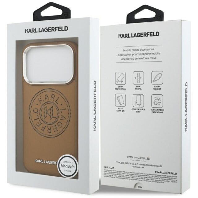 Karl Lagerfeld Point & Metal Logo MagSafe Case for iPhone 17 Pro Max Brown - imagine 8