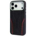 Case Audi R8 Genuine Leather MagSafe for iPhone 17 Pro Max black-red - imagine 3