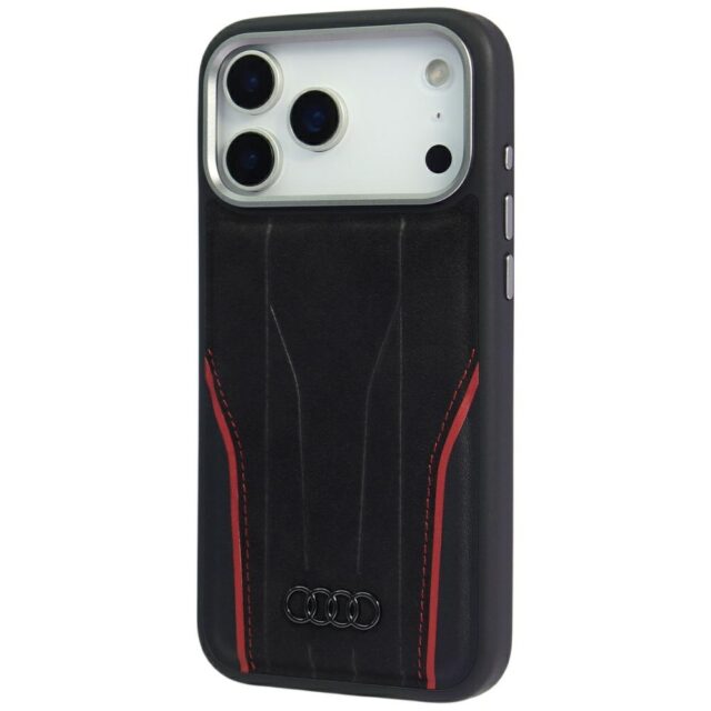 Case Audi R8 Genuine Leather MagSafe for iPhone 17 Pro Max black-red - imagine 3