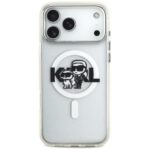 Karl Lagerfeld IML Glitter Karl & Choupette Sketch Logo MagSafe Case for iPhone 17 Pro Max Clear - imagine 3