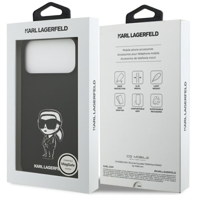 Case Karl Lagerfeld Silicone Karl Sketch & Logo MagSafe for iPhone 17 Pro Max black - imagine 8