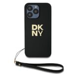 DKNY DKHCP15XPBSWSK iPhone 15 Pro Max 6.7 inch black hardcase with Wrist Strap and Stock Logo - imagine 2