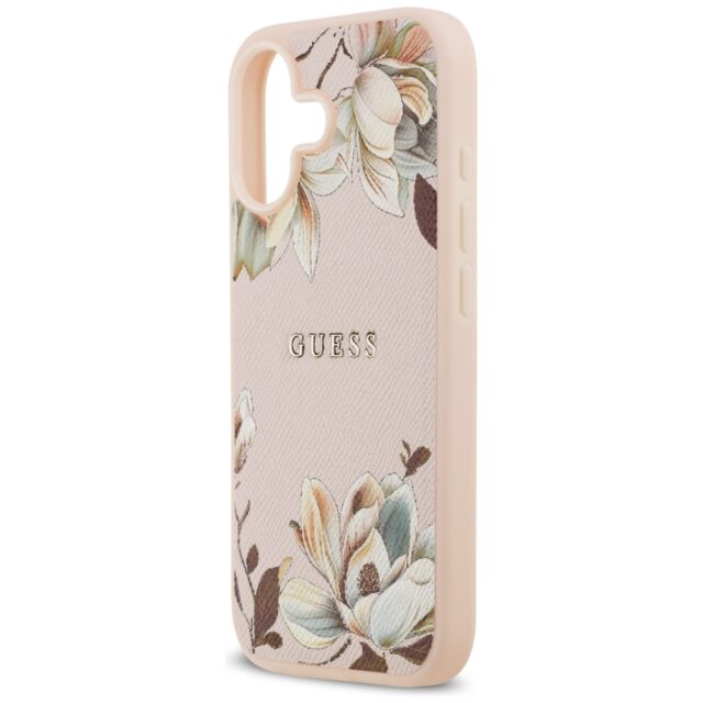 Guess Grained Flowers Classic Logo MagSafe Case for iPhone 17 Pink - imagine 6