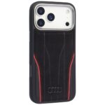 Case Audi R8 Genuine Leather MagSafe for iPhone 17 Pro Max black-red - imagine 2