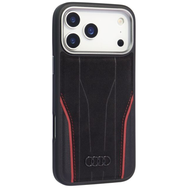 Case Audi R8 Genuine Leather MagSafe for iPhone 17 Pro Max black-red - imagine 2