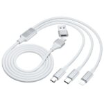 3MK Hyper Cable 3w1 USB-A/USB-C -USB-C/Micro/Lightning 1.5m White cable - imagine 8