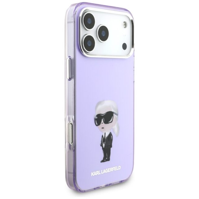 Karl Lagerfeld IML Aquarelle Karl & Choupette & Logo MagSafe Case for iPhone 17 Pro Max Purple - imagine 4