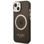 Guess GUHMP14MHTCMK iPhone 14 Plus / 15 Plus 6.7" black hard case Gold Outline Translucent Mag - imagine 2