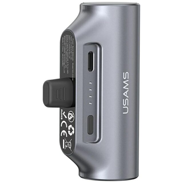 USAMS PB79 Mini Tail Plug Portable Power Bank 3000mAh USB-C gray - imagine 2