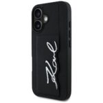 Case Karl Lagerfeld HC Grained PU Cardslot Metal Signature to iPhone 16 black - imagine 2