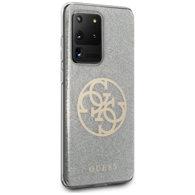 Guess GUHCS69PCUGLLG S20 Ultra G988 light grey hard case Glitter 4G Circle Logo - imagine 5