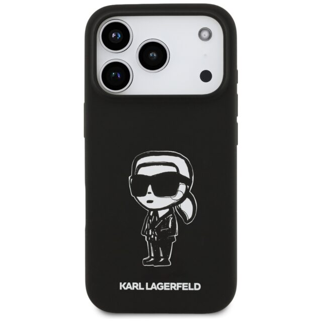 Case Karl Lagerfeld Silicone Karl Sketch & Logo MagSafe for iPhone 17 Pro black - imagine 3